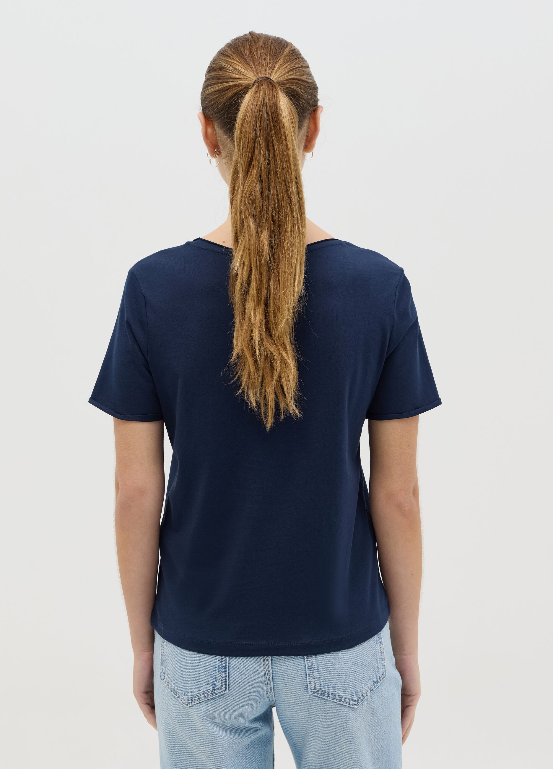 T-shirt relaxed fit in cotone blu