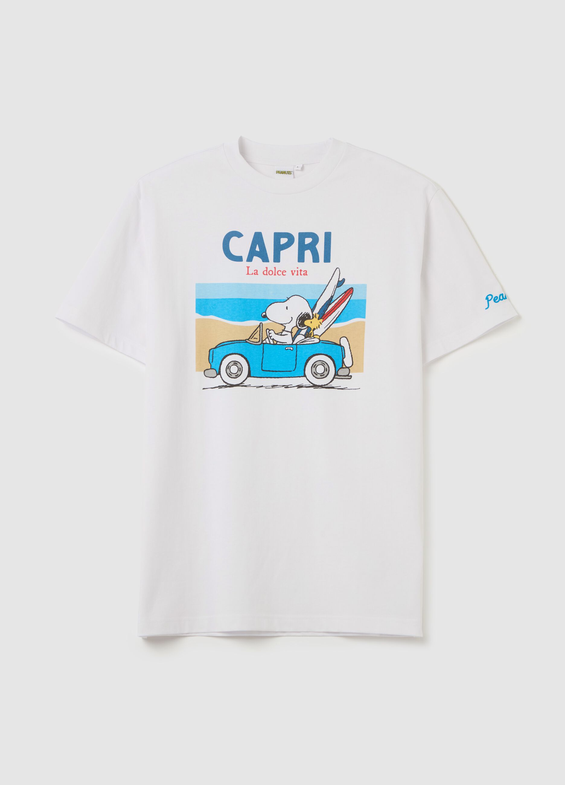 White T-shirt with Snoopy La Dolce Vita print