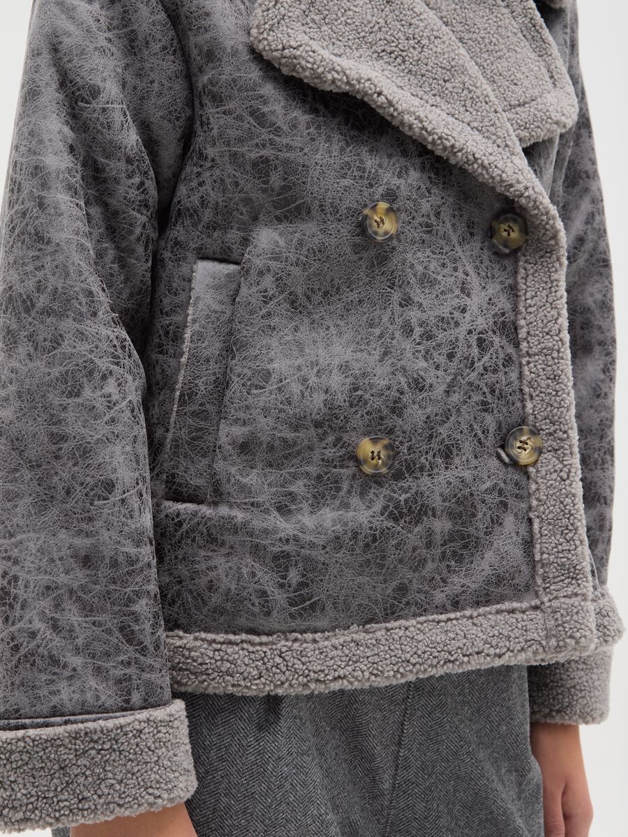 Giacca pesante grigia con collo a contrasto regular fit_3