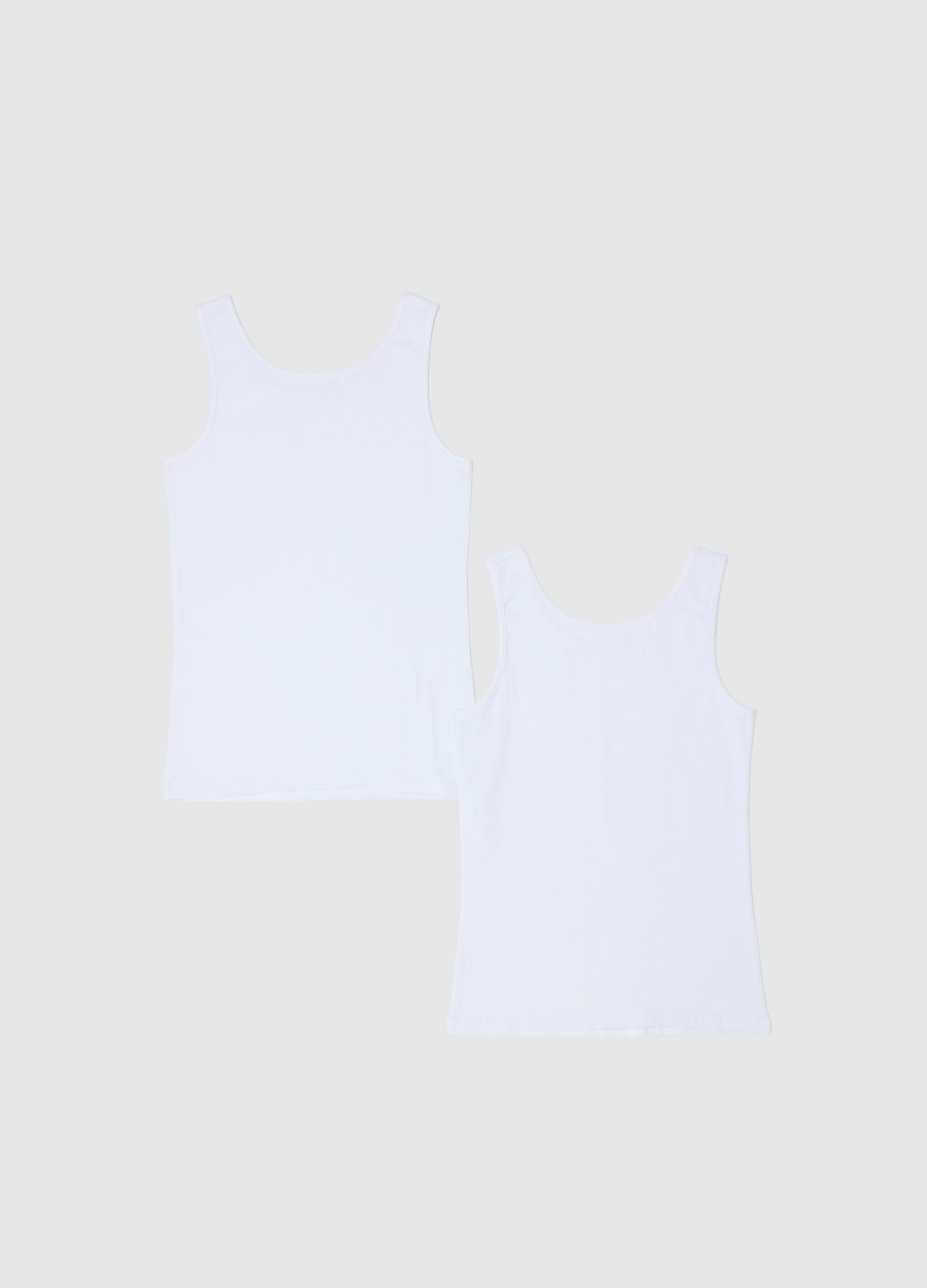 Two-pack racerback vests in stretch cotton