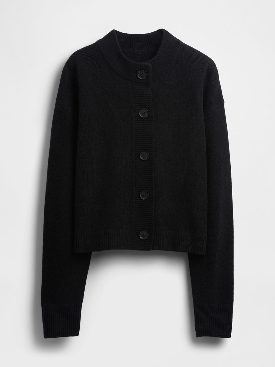 Cardigan nero in misto cotone e acrilico_3
