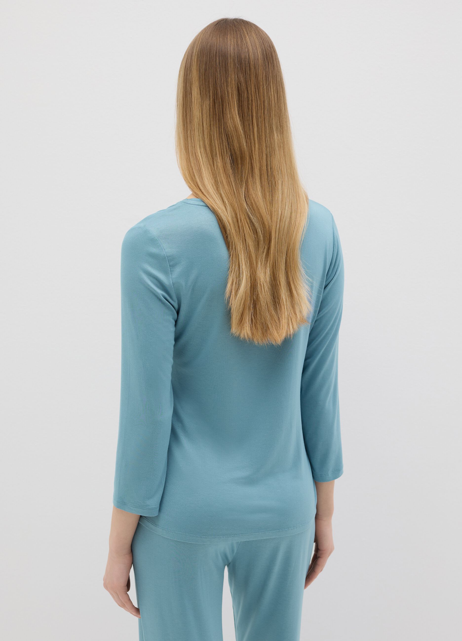 Pyjama top with V neck with detail