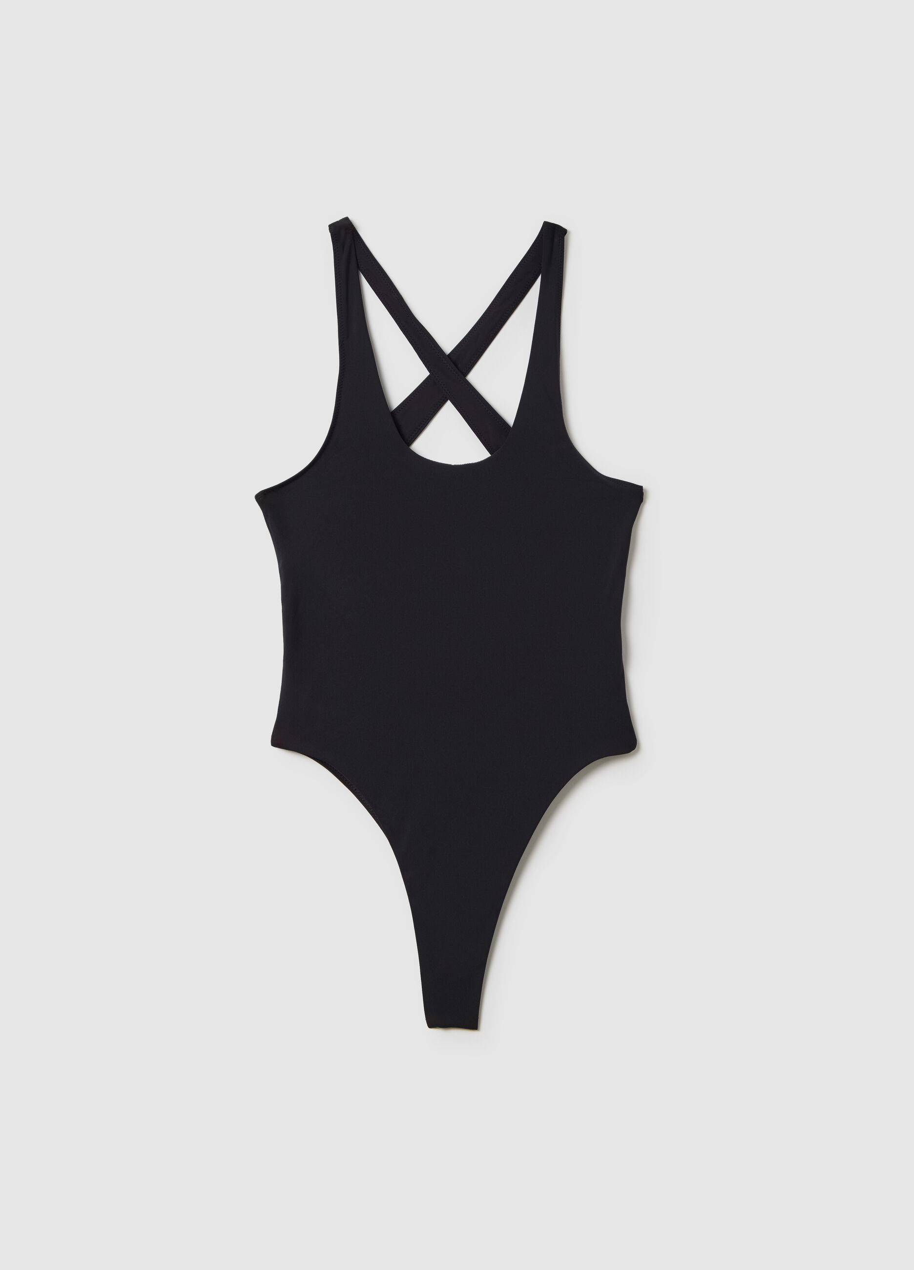 Cross Back Cut Out Swimsuit Black