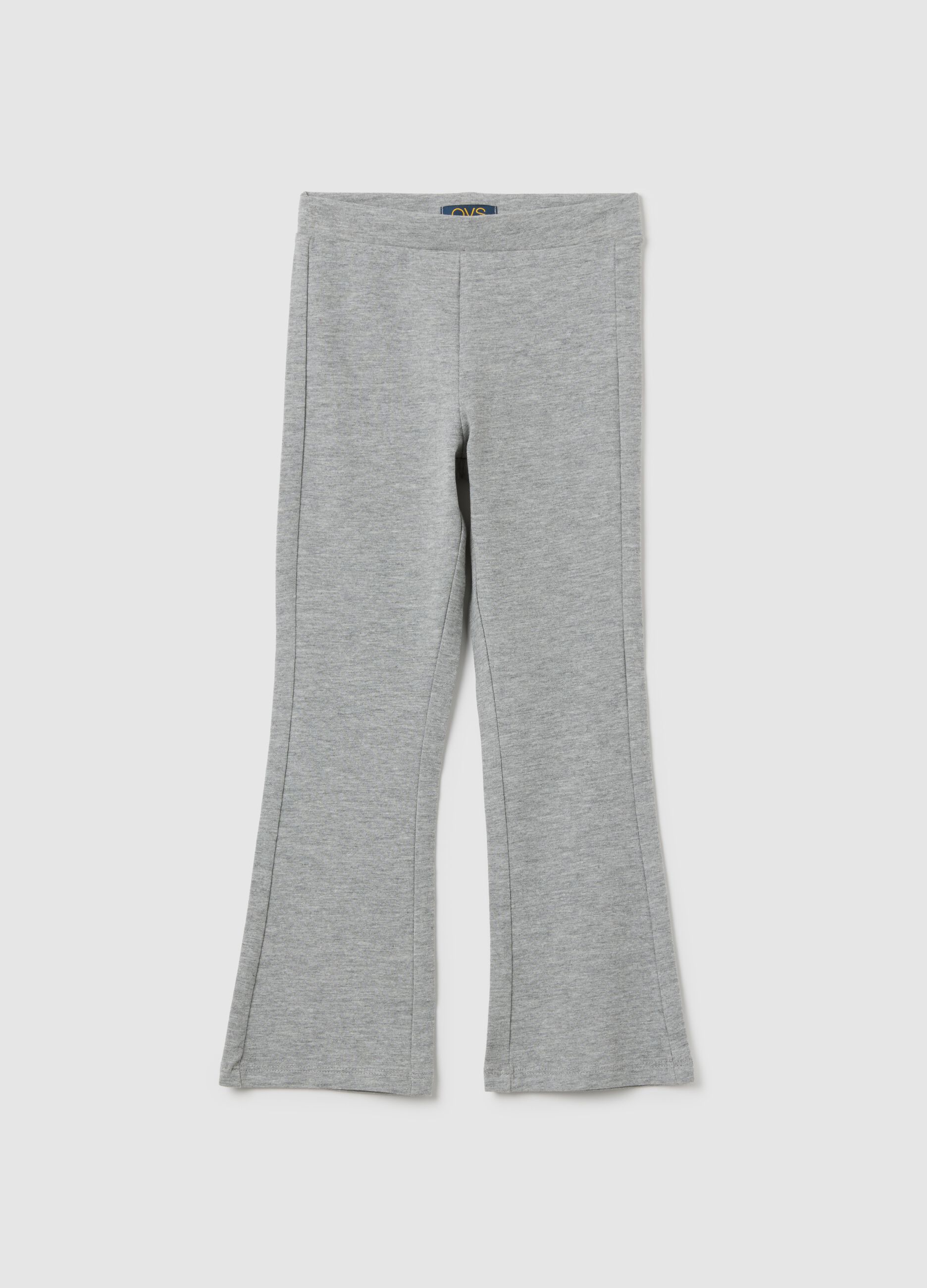 Girls' Grey Cotton Blend Flare Trousers