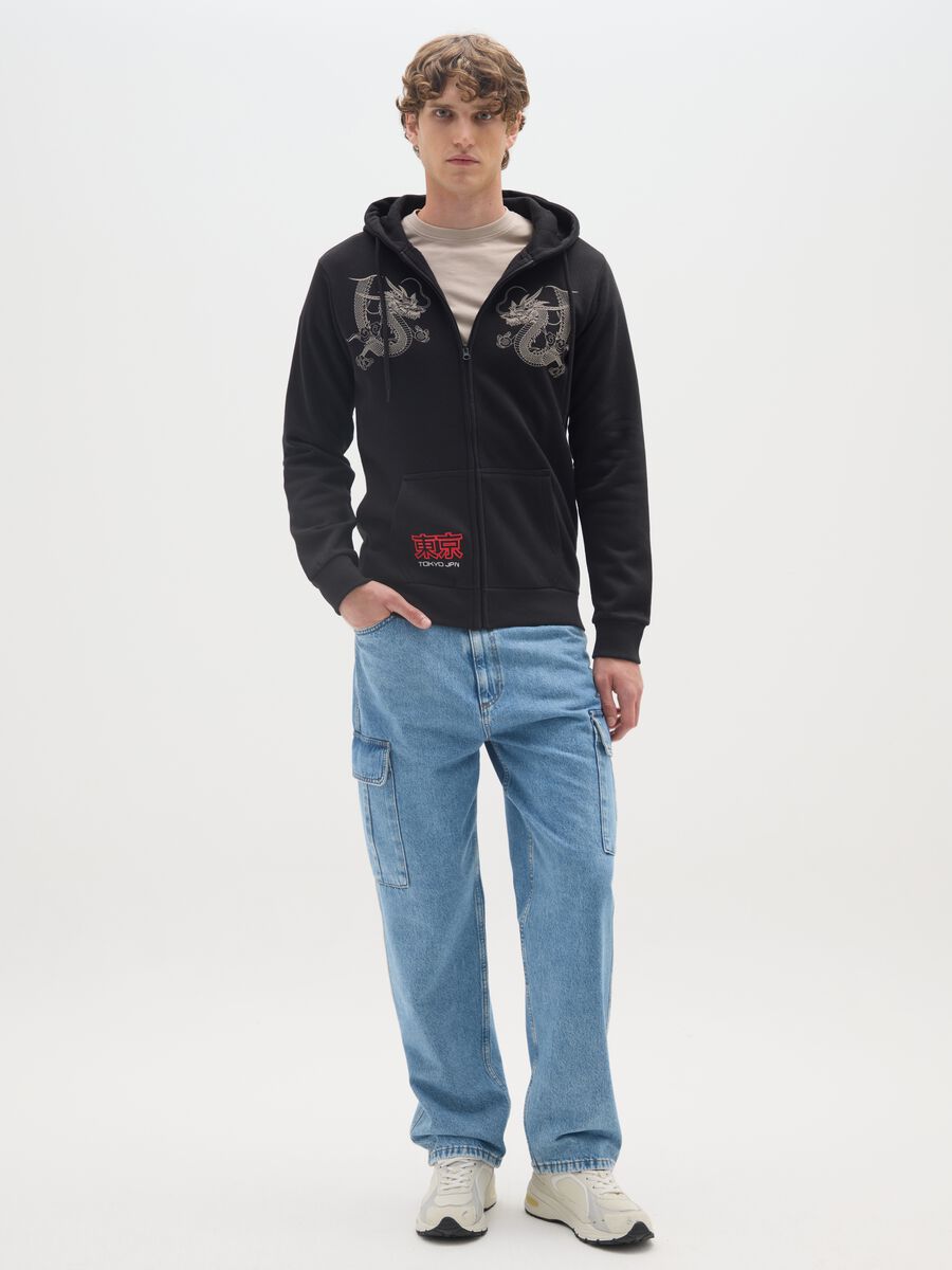 Black Cotton Blend Sweatshirt with Print_1