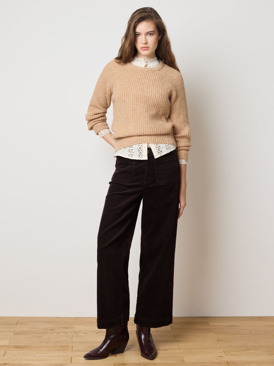 Maglione beige a coste regular fit_3