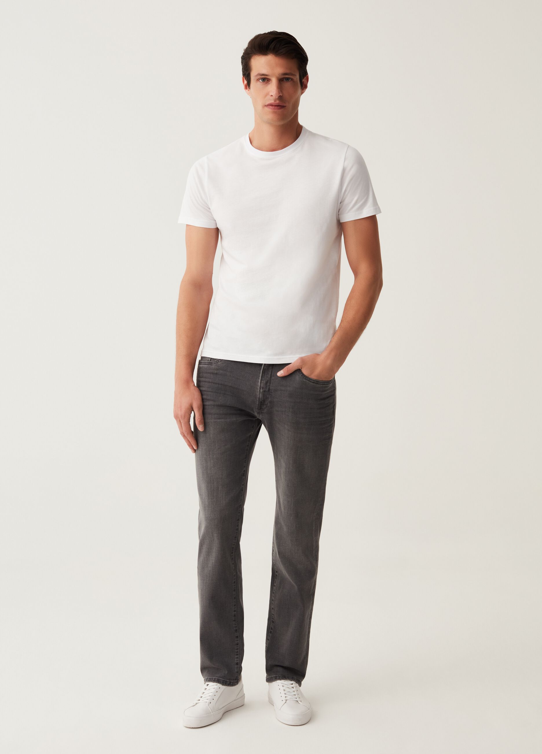 Jeans regular fit in cotone cross hatch_0