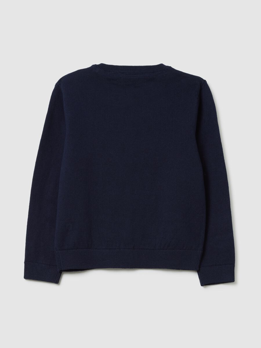 Girls' blue cotton cardigan, regular fit_1