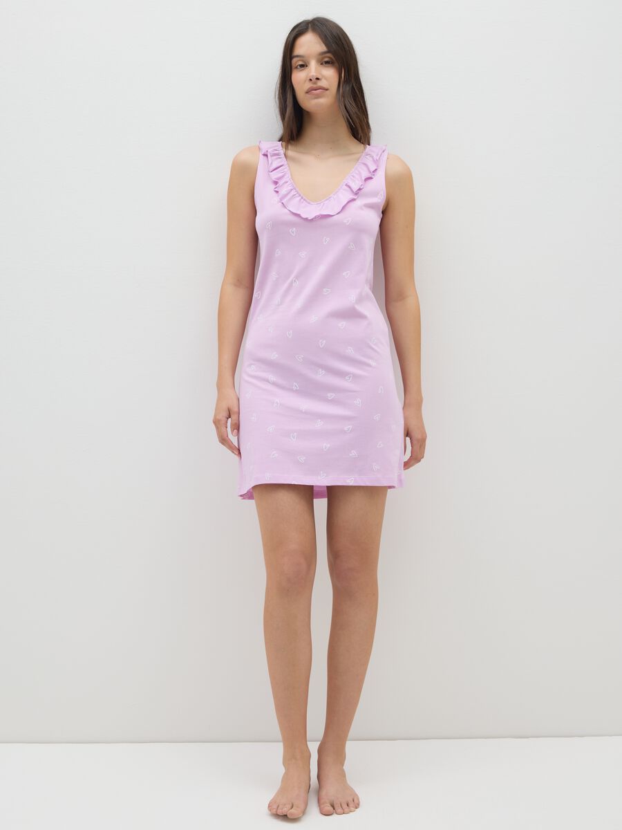 Camicia da notte da donna in puro cotone viola_0