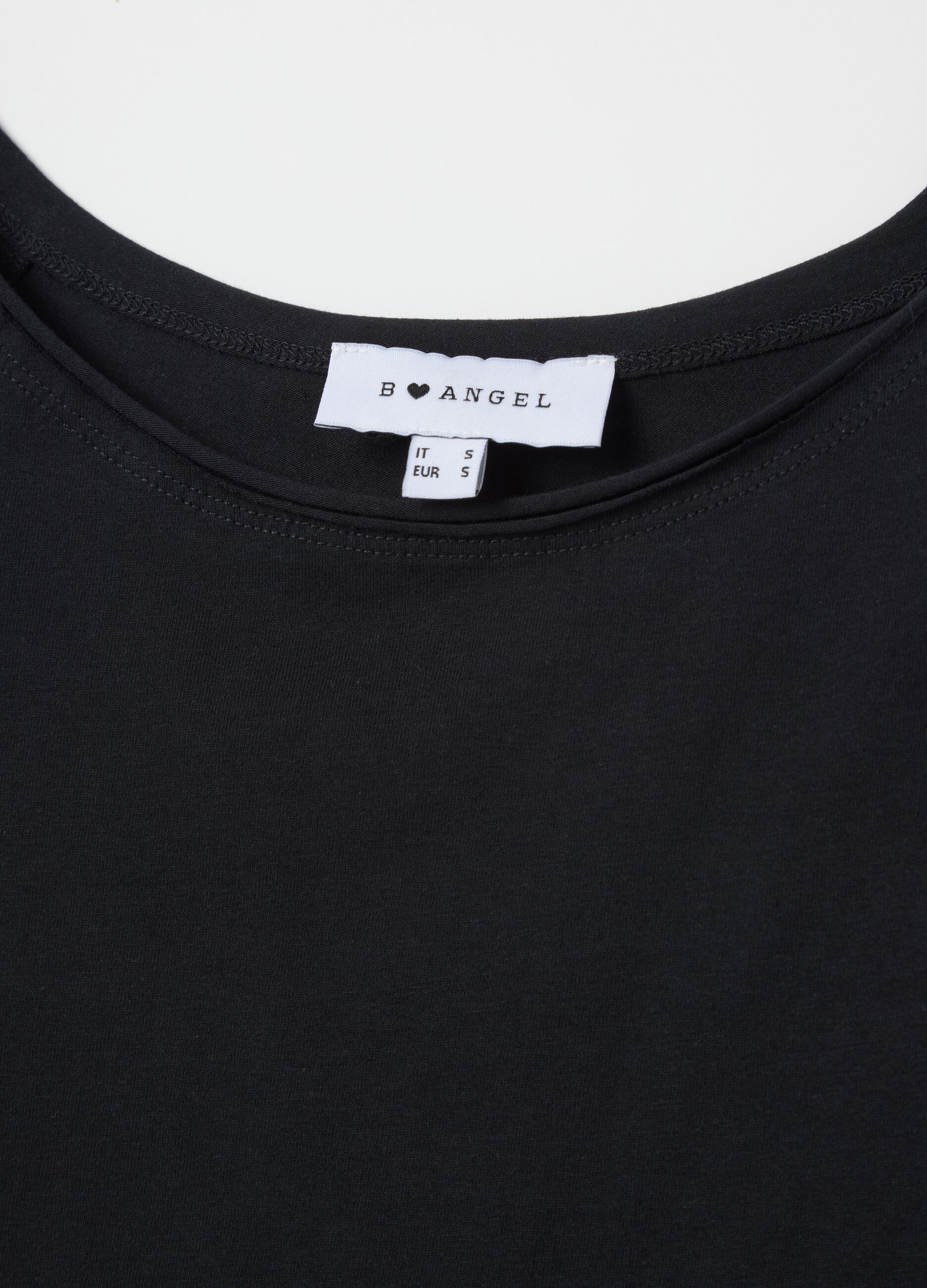 T-shirt da donna in cotone elasticizzato nero