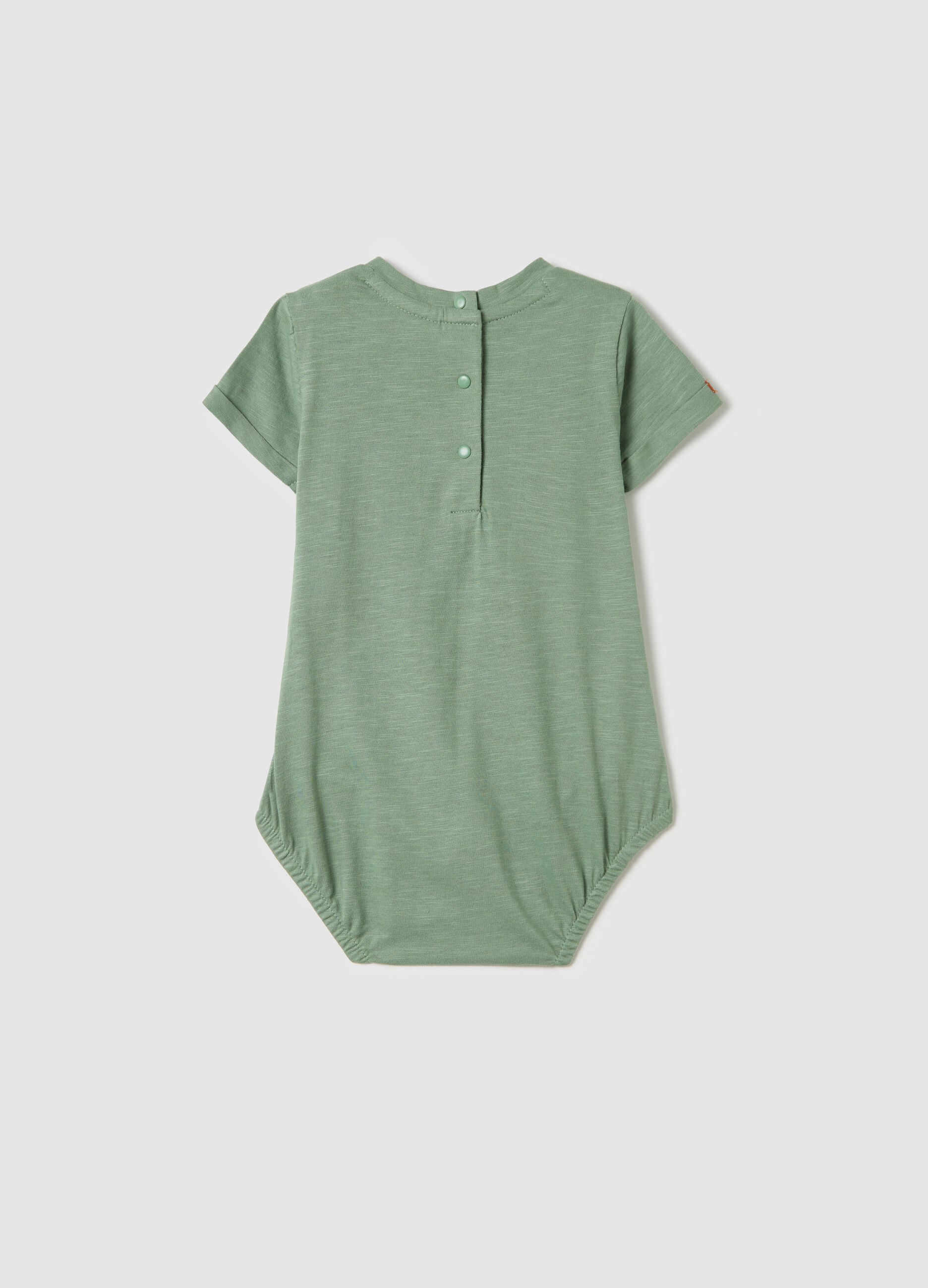 Green bodysuit in organic cotton with Sylvester the Cat print