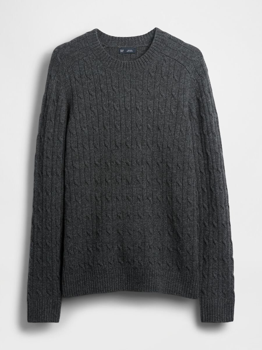 Grey knit sweater in wool and polyamide_3