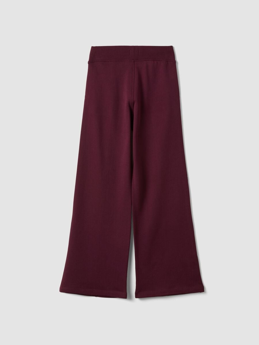 Pantaloni viola prugna in puro cotone wide leg_1