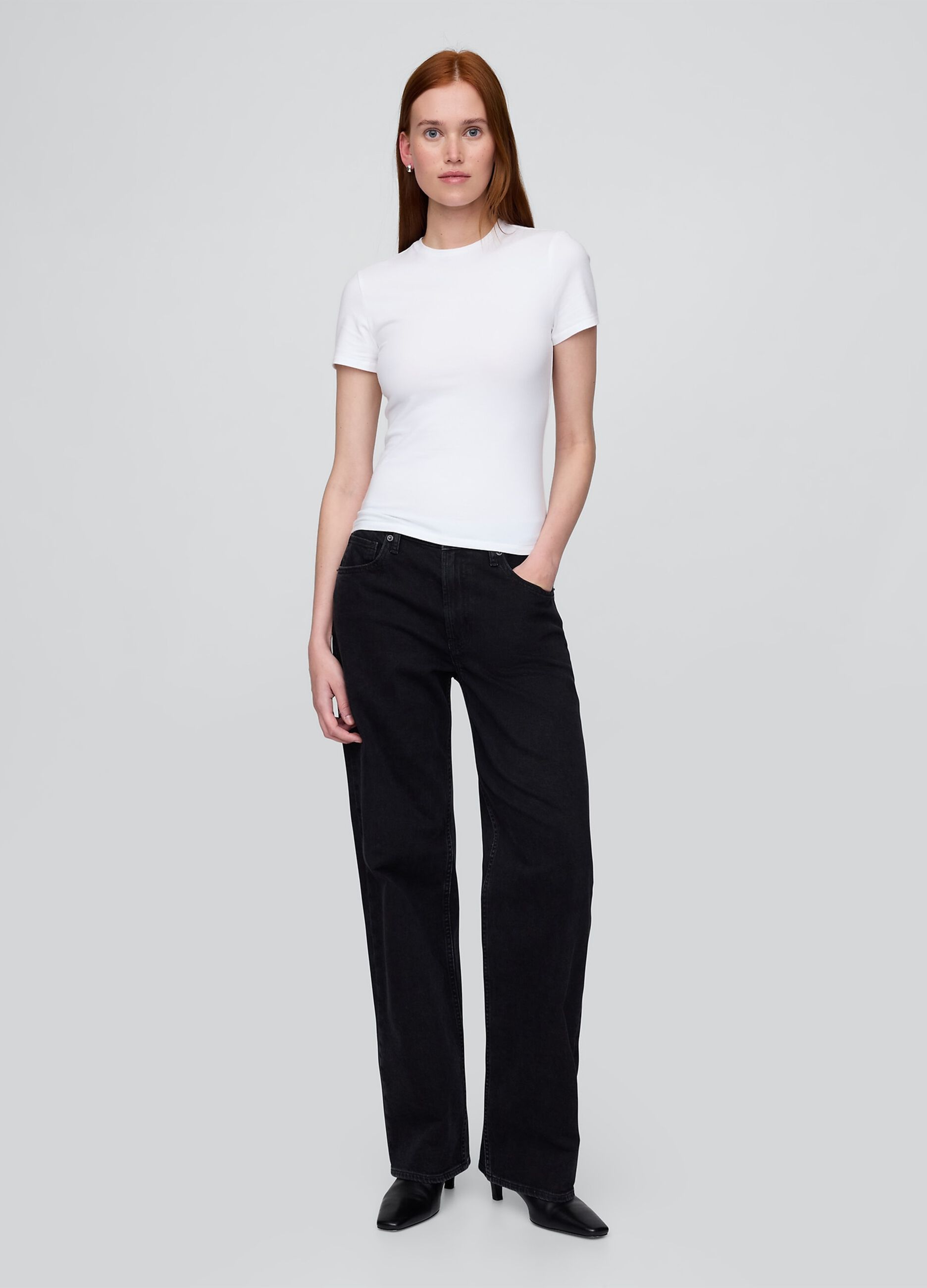 White short-sleeve stretch T-shirt