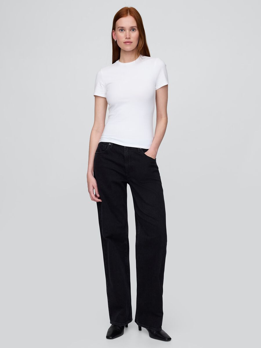 White short-sleeve stretch T-shirt_1