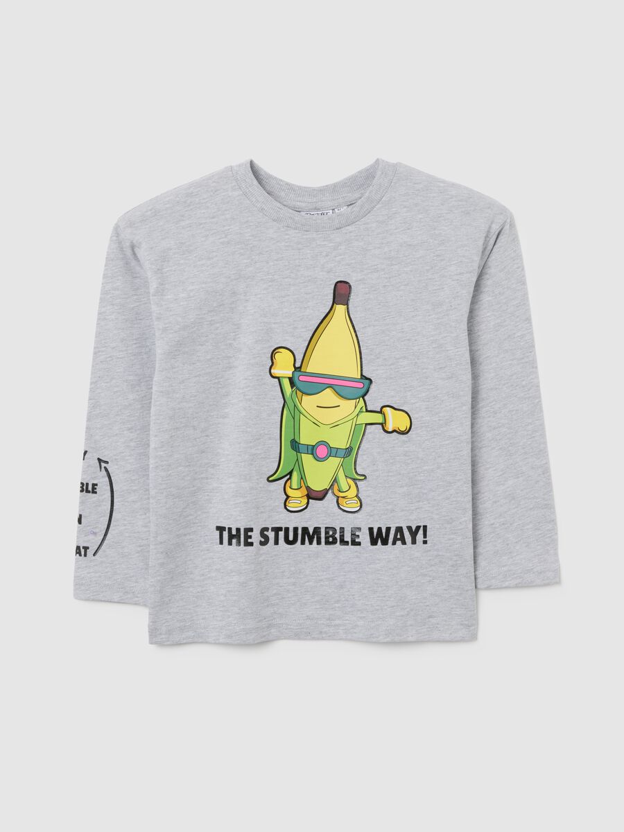 Grey cotton blend children's t-shirt, regular fit with print_0