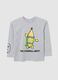 Grey cotton blend children's t-shirt, regular fit with print_0