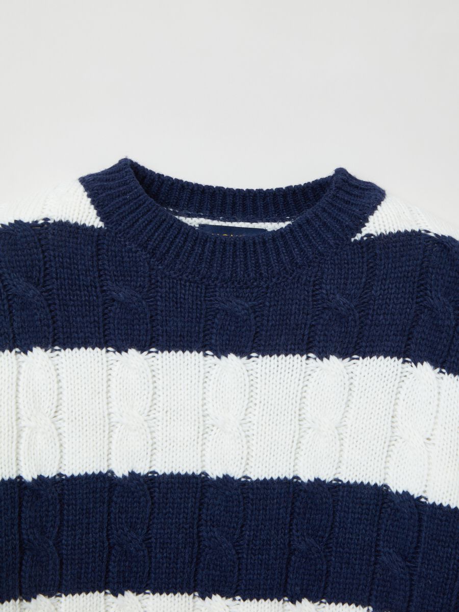 Pullover a righe con lavorazione a trecce_5