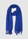 Blue viscose-linen blend scarf with fringes_0