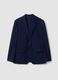 Slim-fit blue stretch viscose blazer with classic lapels_0
