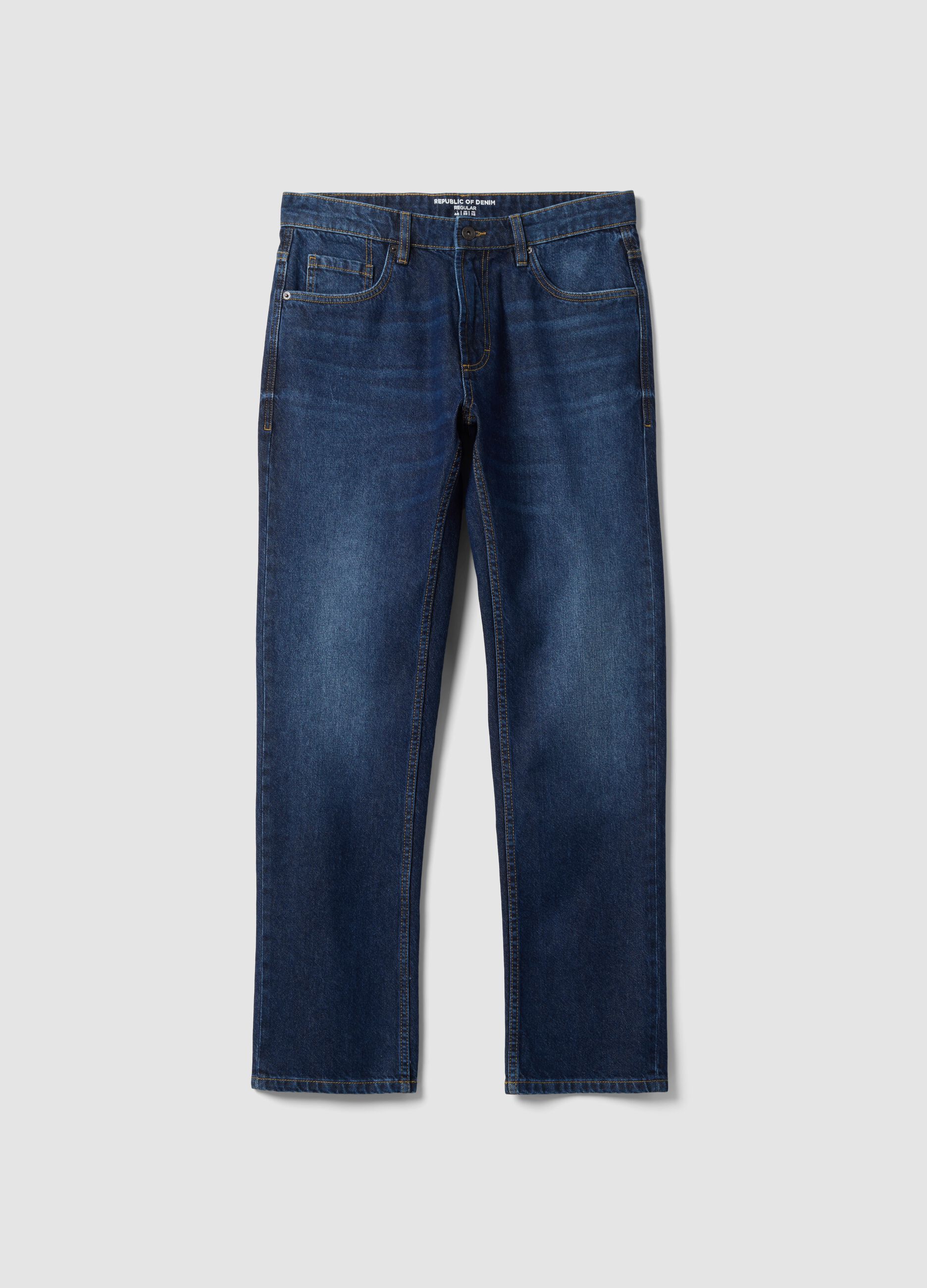 Regular fit denim jeans in pure cotton