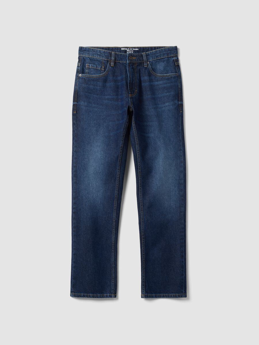 Jeans denim regular fit in puro cotone_0