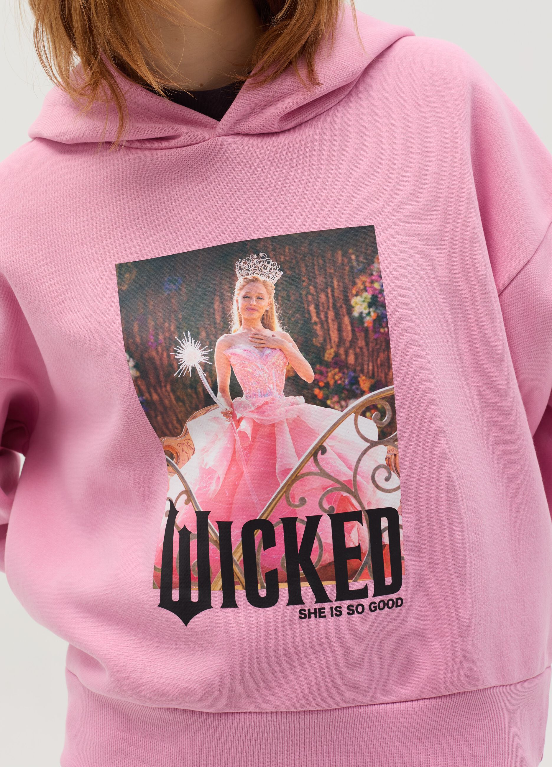 Felpa con cappuccio stampa Wicked