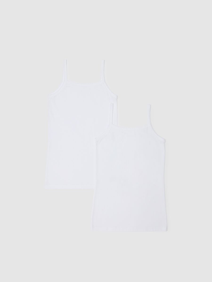 Girl's pure cotton white tank tops in regular fit_1