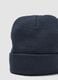 Blue jersey knit beanie with turn-up_2