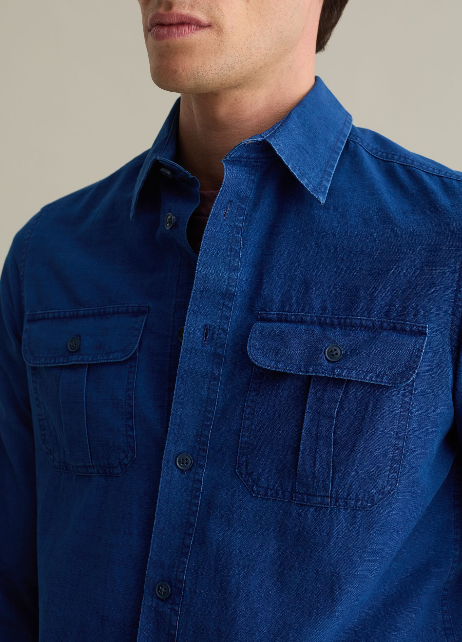 Solid colour shacket in cotton