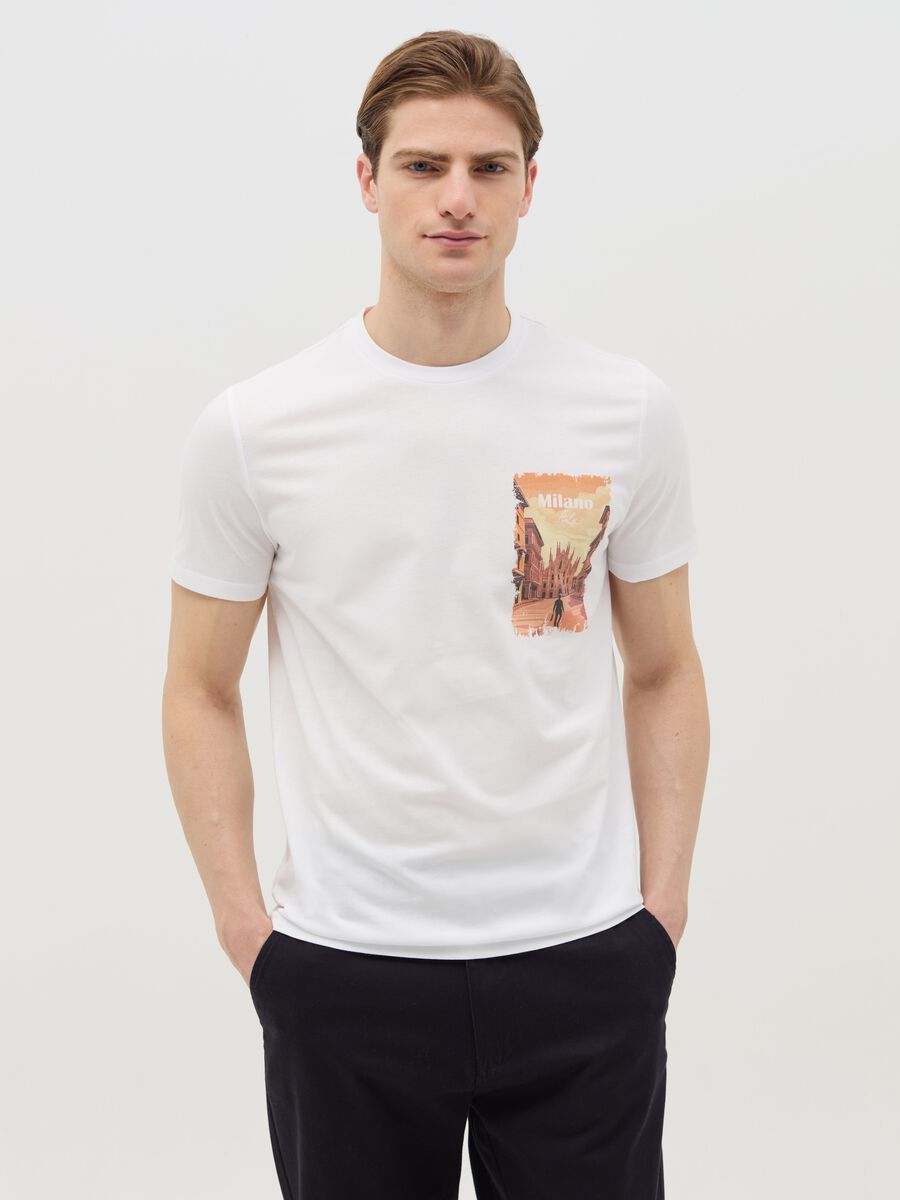 Cotton T-shirt with "Milano Italy" print_0