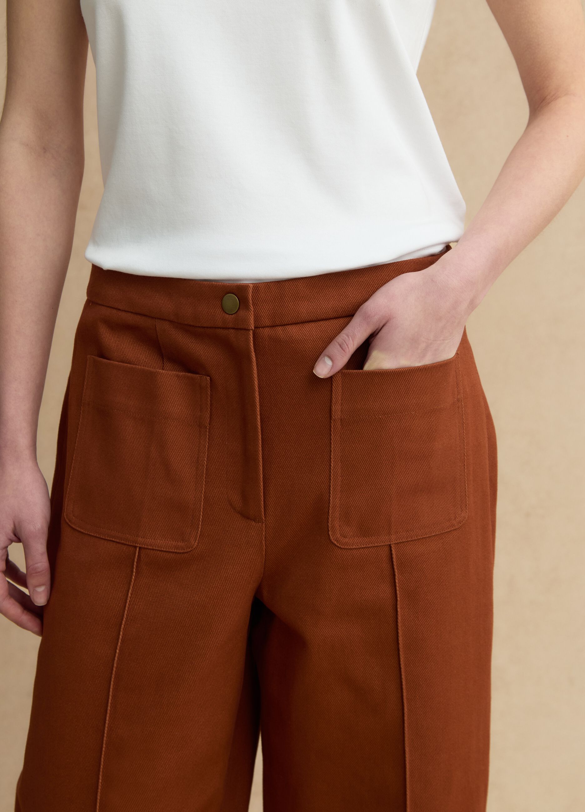 Brown pure cotton trousers