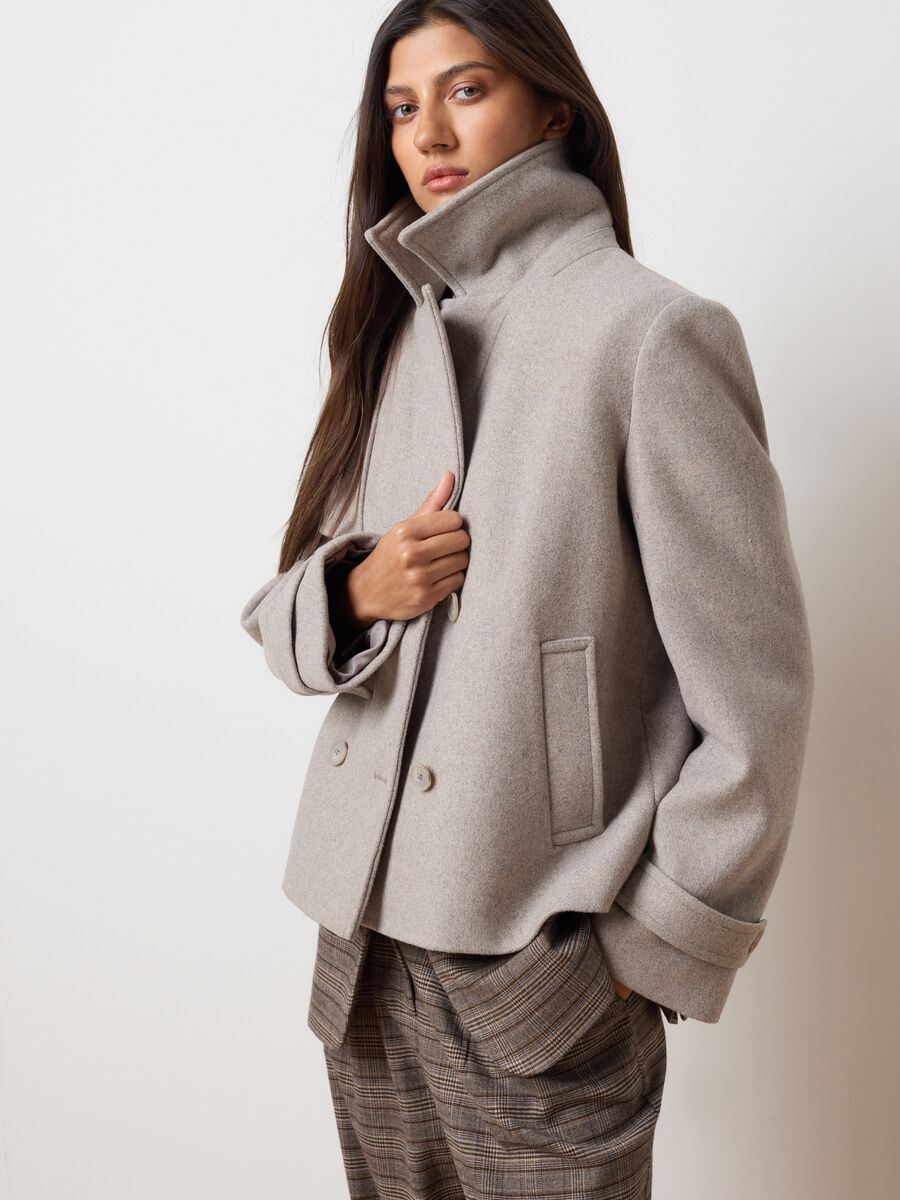 Beige wool-blend regular fit coat with hood_3