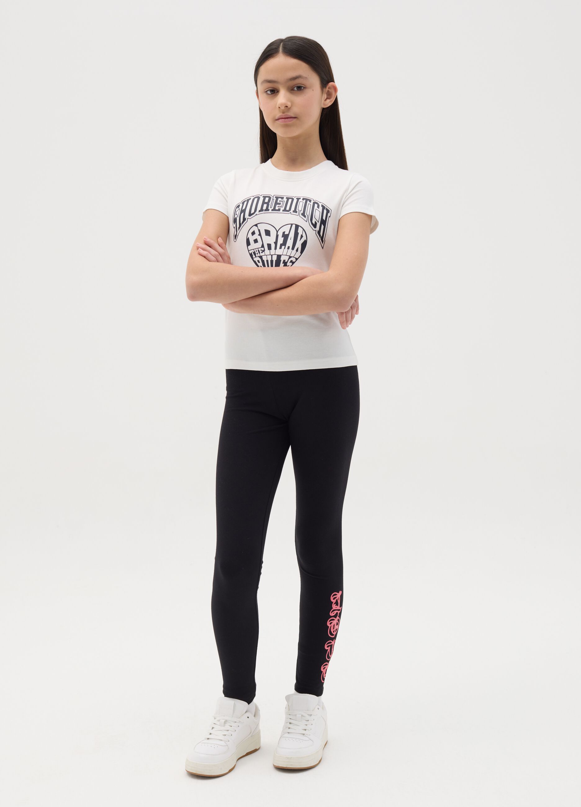Printed stretch cotton leggings