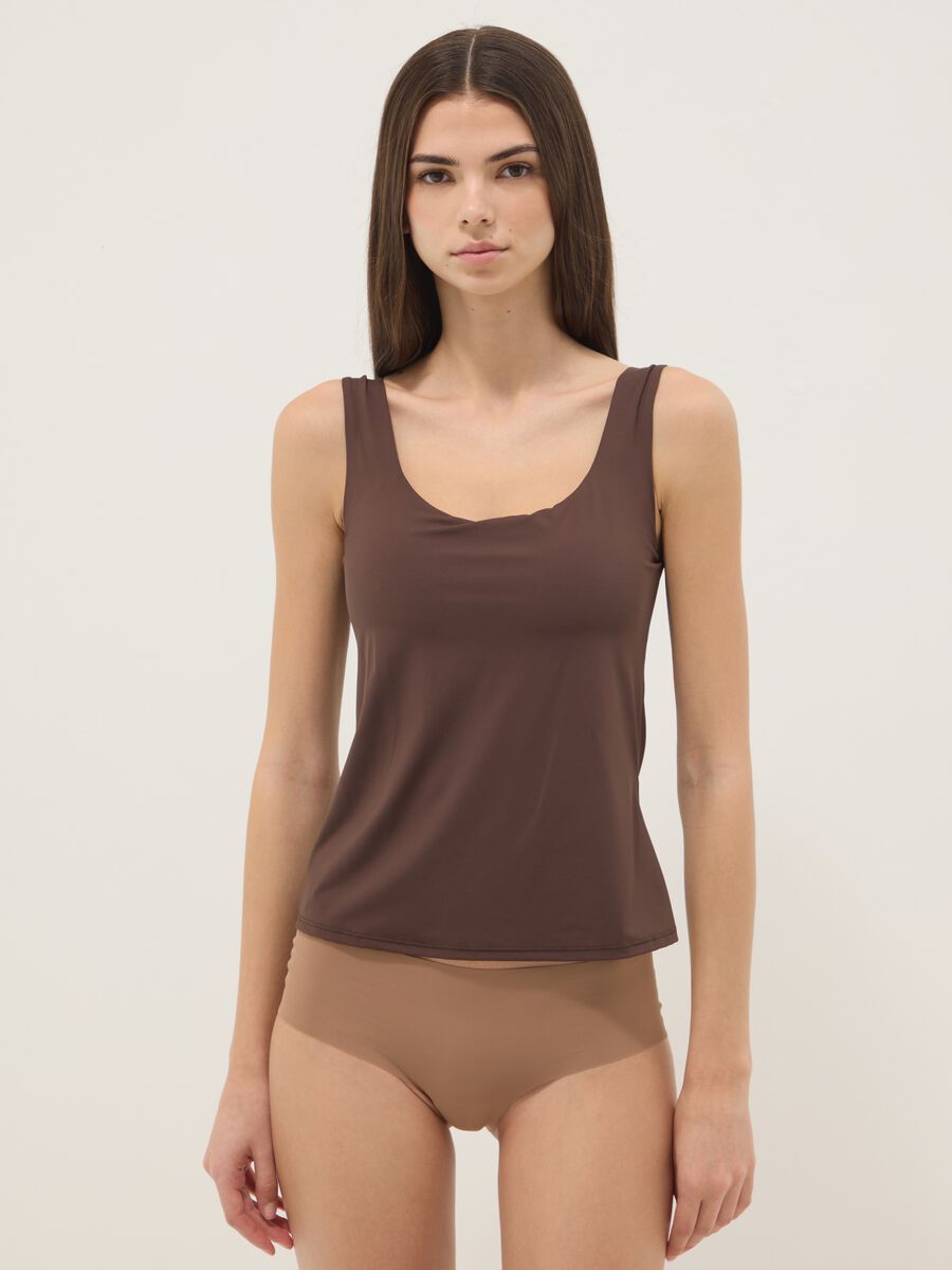 Brown regular fit vest with wide straps_0