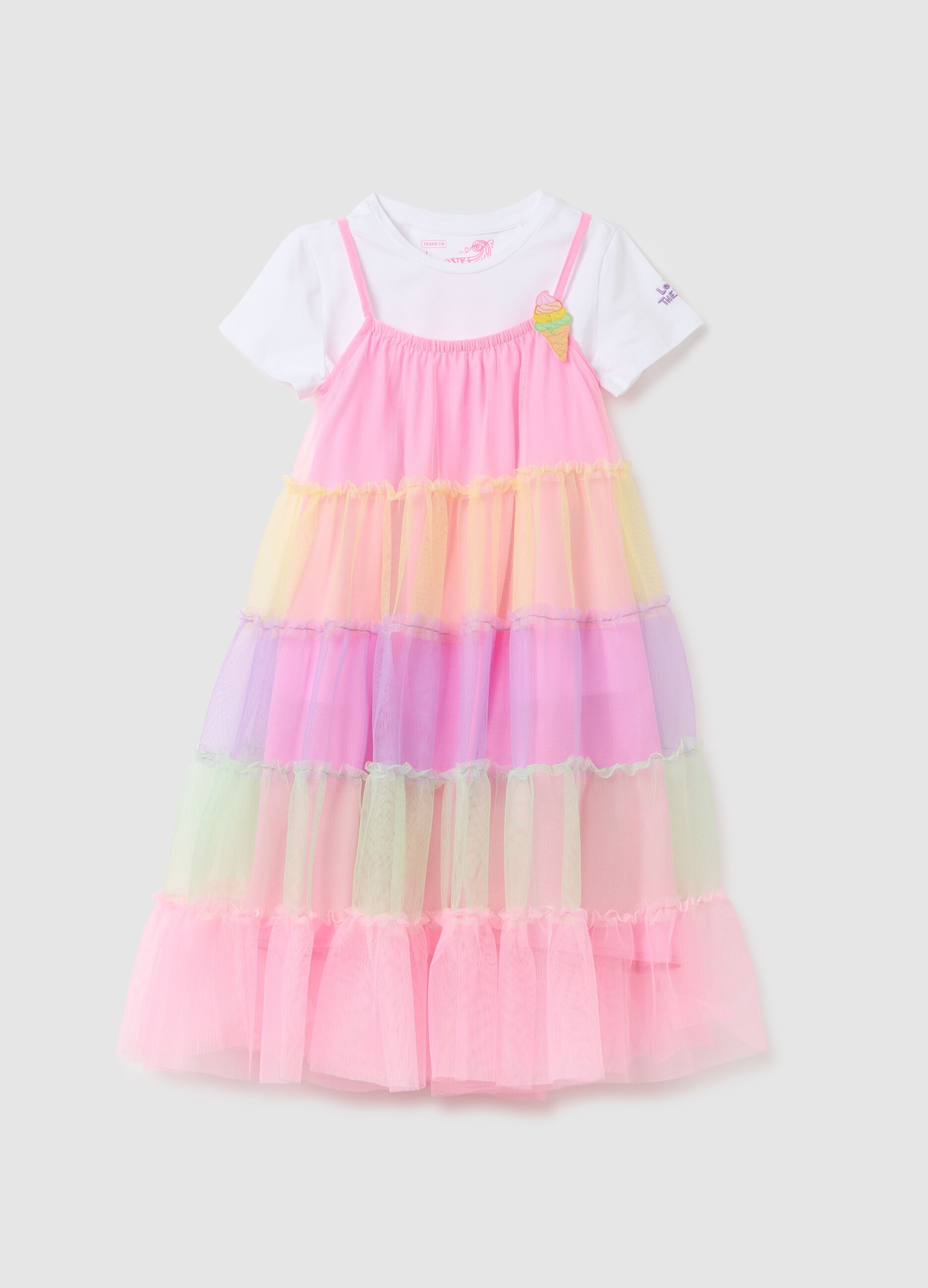 Girl's long dress in multicolour blend regular fit