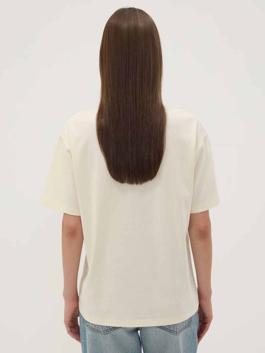 White pure cotton T-shirt with front print, regular fit_3