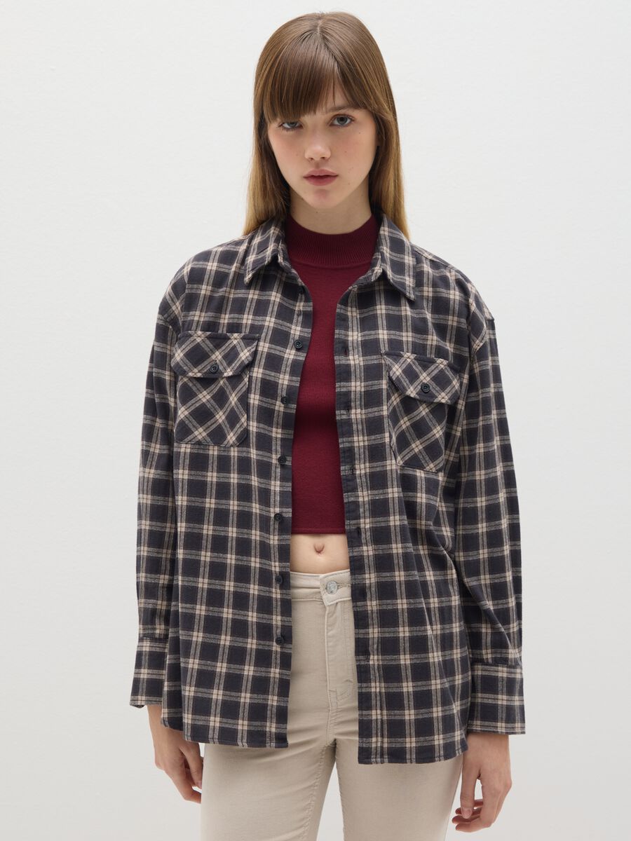 Multicolour check shirt in pure cotton and flannel regular fit_1