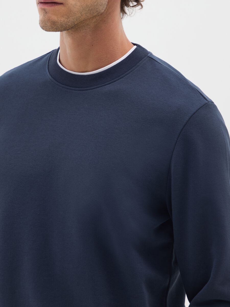 Blue cotton blend sweatshirt, regular fit_3