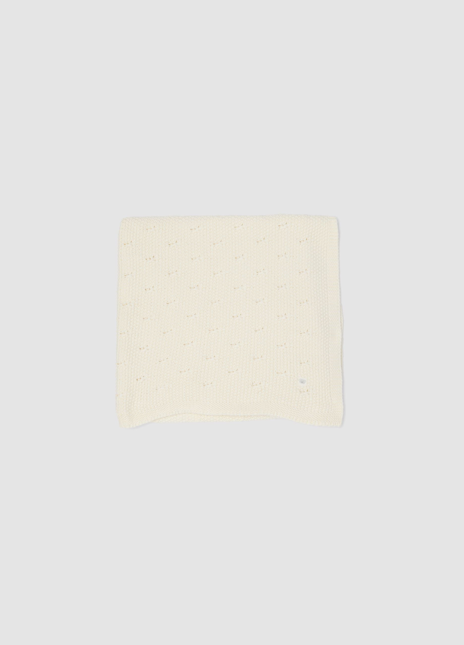 White baby blanket in pure organic cotton knit