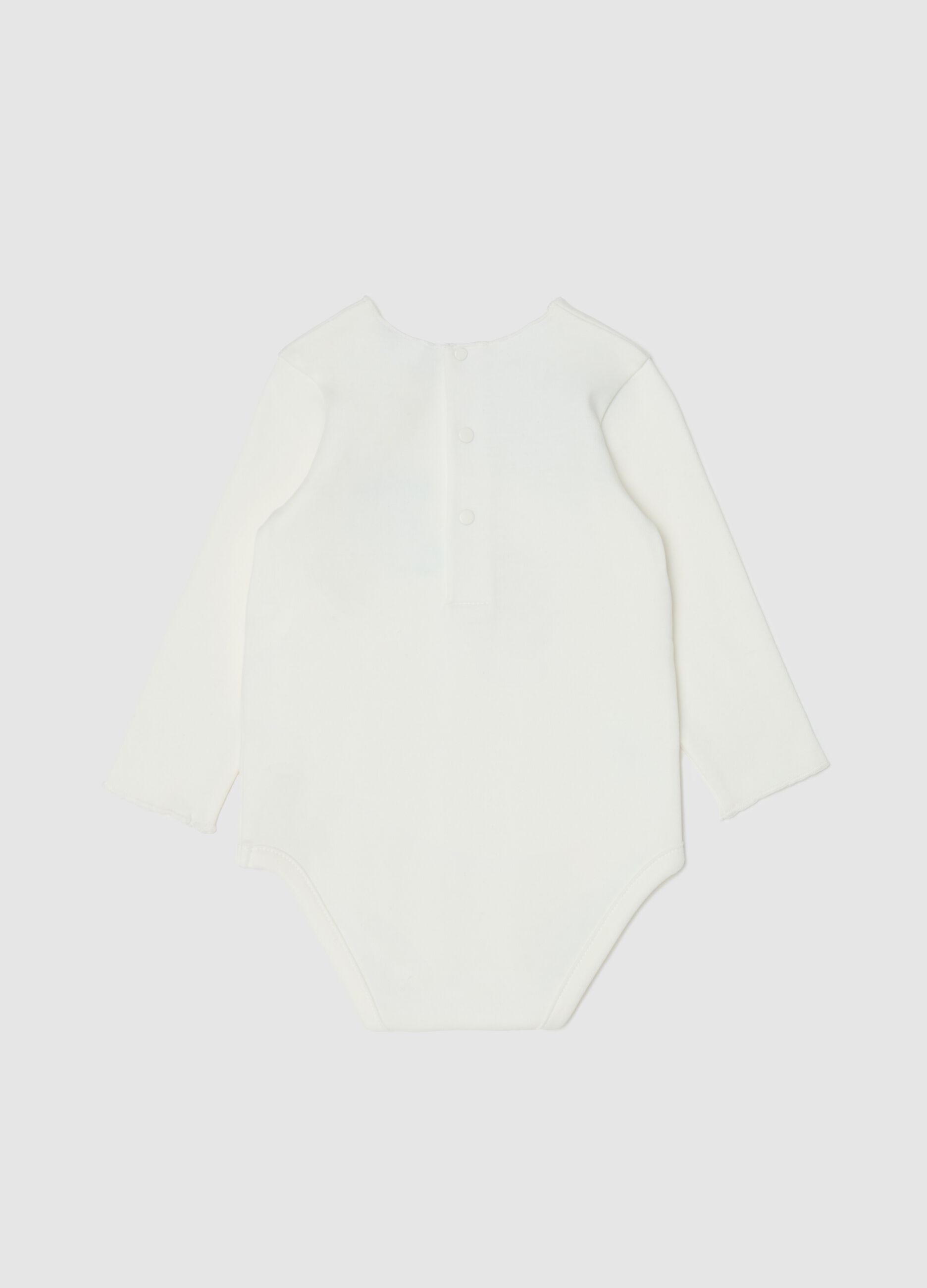 Long-sleeved bodysuit with koala print and embroidery