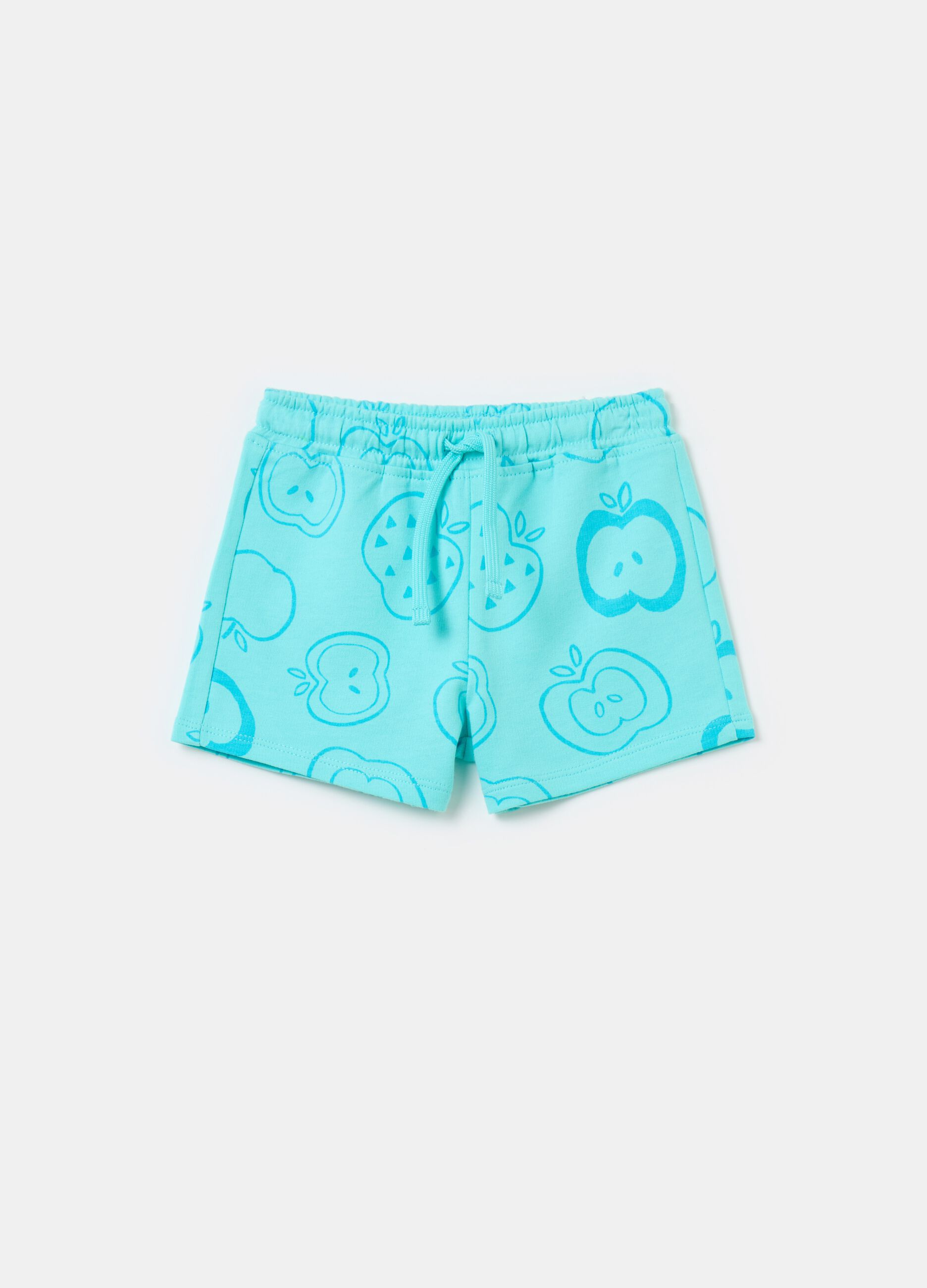 Shorts in French Terry with drawstring and print