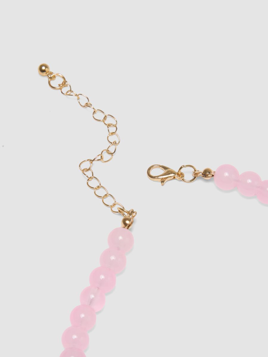 Collana con perline rosa con ciondolo fragola_2