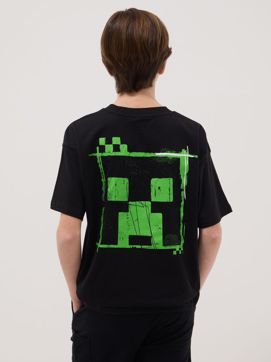 T-shirt in puro cotone nero da ragazzo relaxed fit con stampa_1