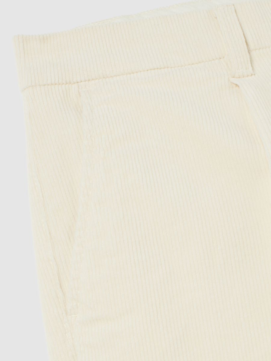 Beige cotton blend regular fit trousers_5