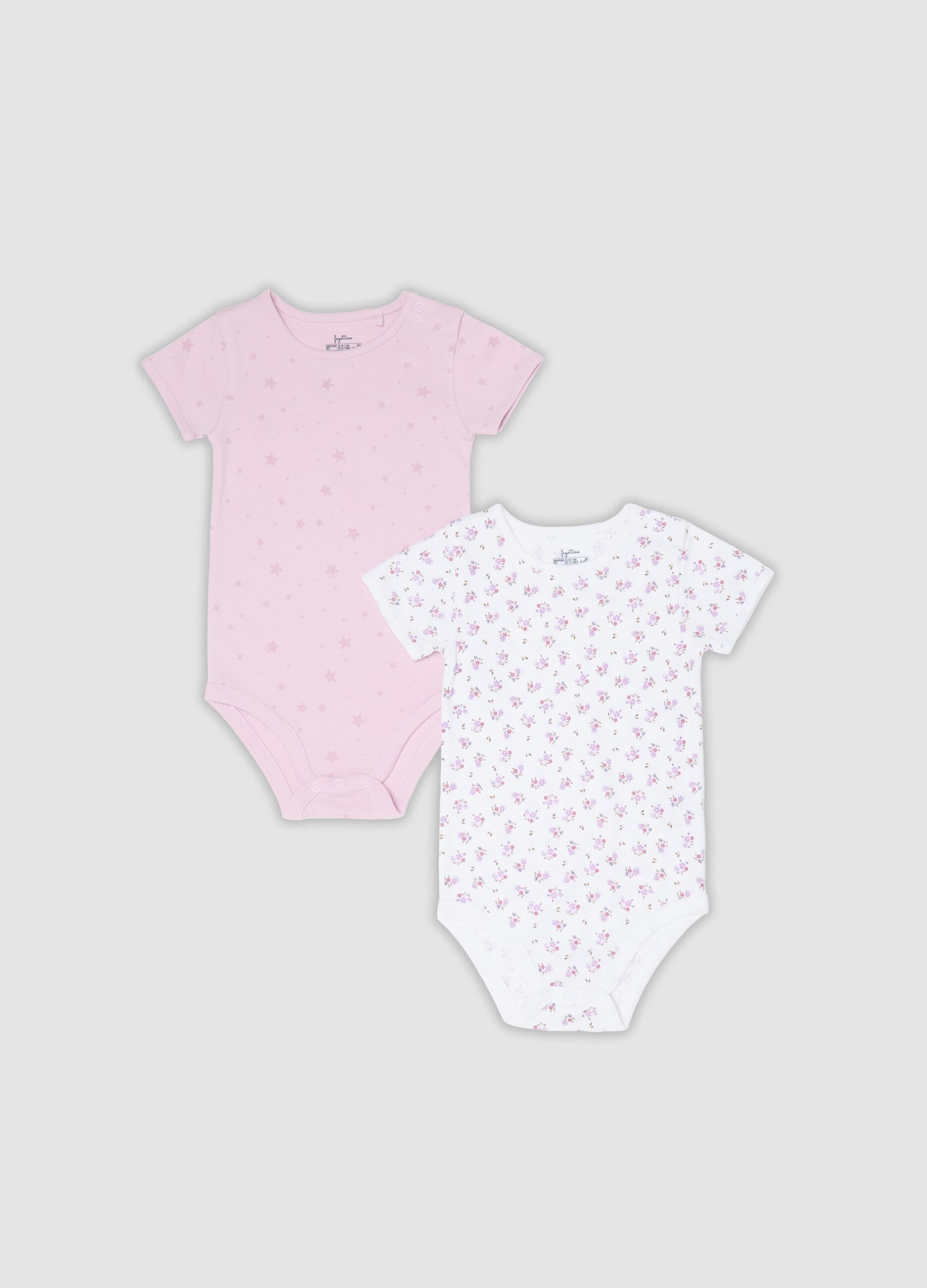 2-pack of pink organic cotton short-sleeve bodysuits for baby girls