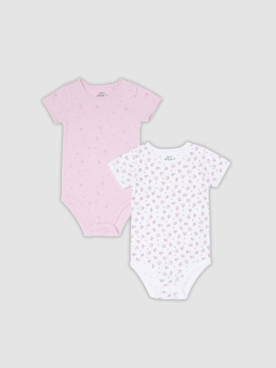 Bipack di body rosa in cotone organico a maniche corte per neonate e bimbe_0