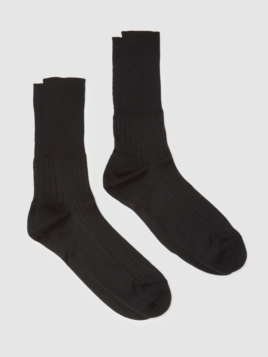 Black pure cotton socks bipack set_0