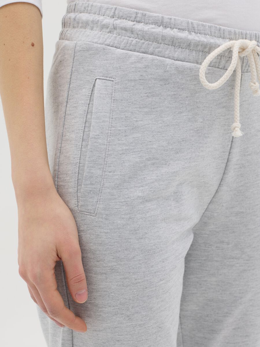 Grey joggers in French terry with drawstring_3