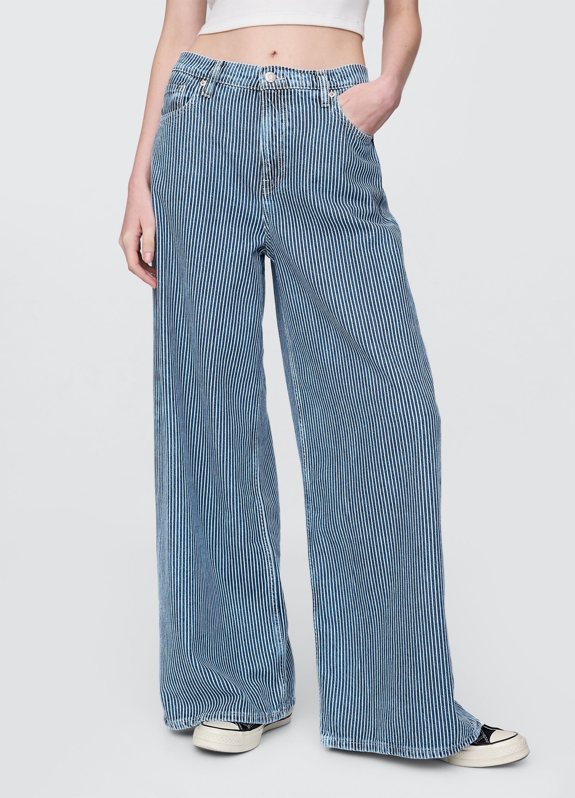 Gap Blue and White Striped Jeans in Cotton and Lyocell Blend